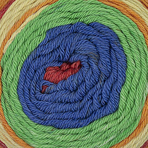Skein of Cascade Whirligig DK weight yarn in the color Circus (Multi) for knitting and crocheting.