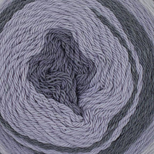 Load image into Gallery viewer, Skein of Cascade Whirligig DK weight yarn in the color Clouds (Gray) for knitting and crocheting.
