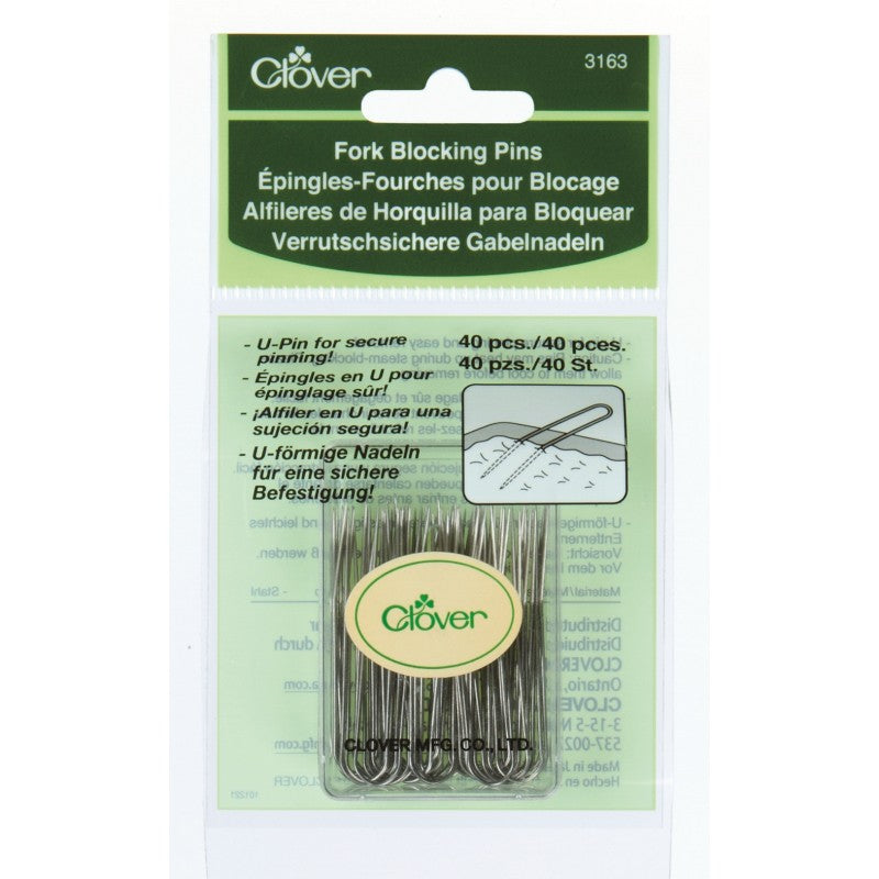 Set of 40 Clover Fork Blocking Pins for knitting and crochet.