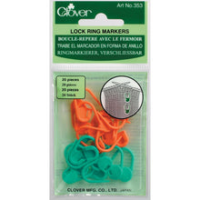 Load image into Gallery viewer, 20 Clover Locking Knitting Stitch Markers in packaging.
