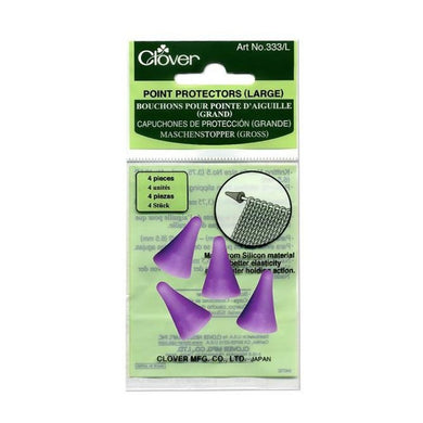 Set of 4 Clover Point Protectors for medium-sized knitting needles in packaging