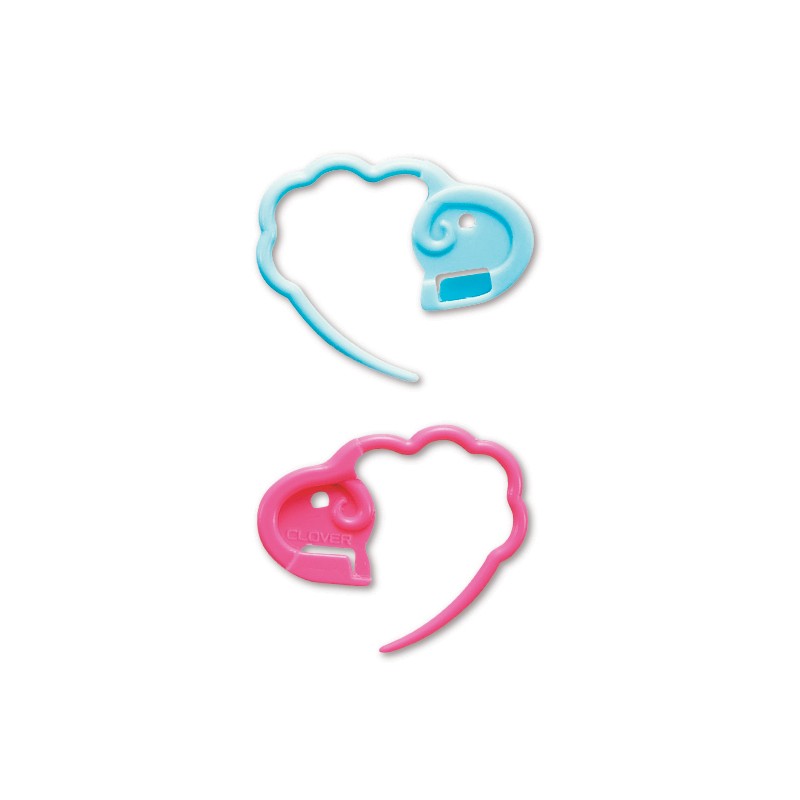 Pink and blue Clover Quick-Locking Stitch Markers in size Medium