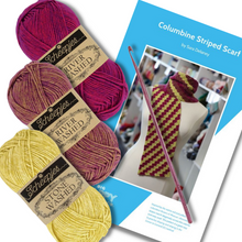 Load image into Gallery viewer, Columbine Striped Scarf Crochet Kit
