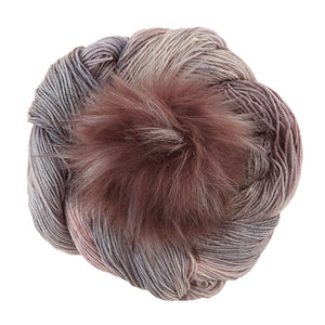 Conspiring Brioche Hat Knit Kit - Marble Yarn + Creek Nutria Pom