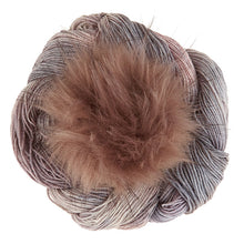Load image into Gallery viewer, Conspiring Brioche Hat Knit Kit - Marble Yarn  + Tasmanian Otter Pom
