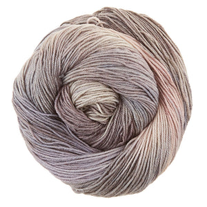 Skein of Manos del Uruguay Feliz Space-Dyed DK weight yarn in the color Marble (multi) for knitting and crocheting.