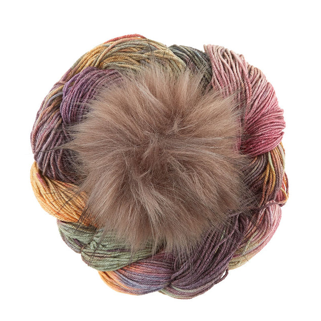 Conspiring Brioche Hat Knit Kit - Wildflowers Yarn + Tasmanian Otter Pom