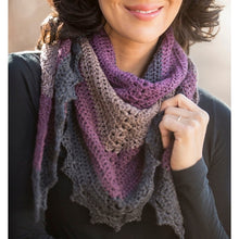 Load image into Gallery viewer, A beautiful shawl crocheted with Cascade  Whirligig yarn and a pattern from the Dark Sky Shawl Crochet Kit.
