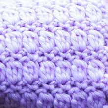 Load image into Gallery viewer, A closeup of the stitch pattern from beautiful mitts crocheted with Cascade  Cantata yarn and a pattern from the Easy Cluster Mitts Crochet Kit.
