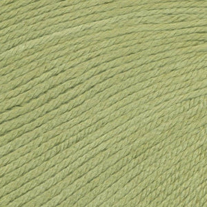 Skein of Ella Rae Cashmereno Aran Worsted weight yarn in the color Peridot (Green) for knitting and crocheting.