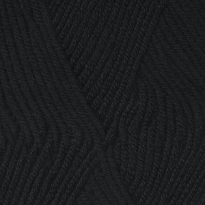 Skein of Ella Rae Cashmereno Sport Sport weight yarn in the color Melanite (Black) for knitting and crocheting.
