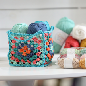 Granny Square Box Basket Printed Crochet Pattern