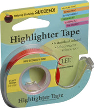 Load image into Gallery viewer, Pink highlighter tape is shown in a plastic dispenser and packaging.
