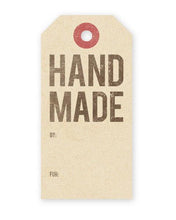 Load image into Gallery viewer, A vintage style gift tag reading &quot;HAND MADE&quot; In large block font.
