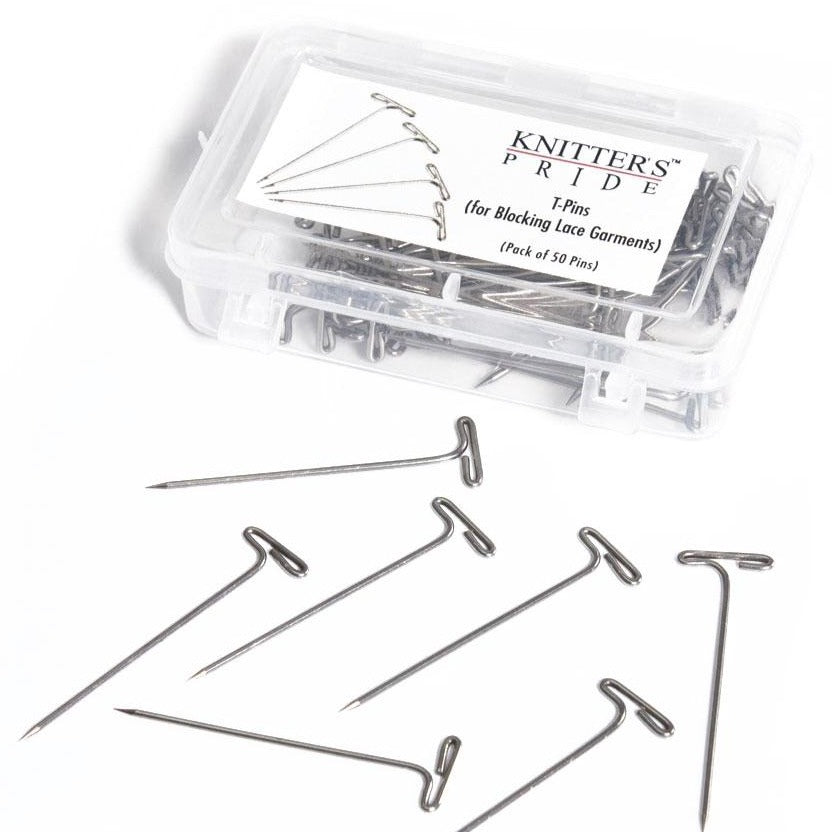 Knitter's Pride Plastic box of Steel T-Pins for blocking knitting and crochet proejcts