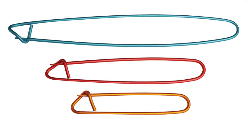 A set of three Knitters Pride Aluminum Sittch Holders in various sizes. 