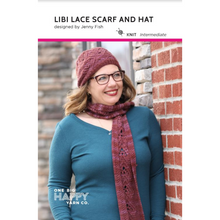 Load image into Gallery viewer, Libi Lace Scarf and Hat Set Printed Knitting Pattern
