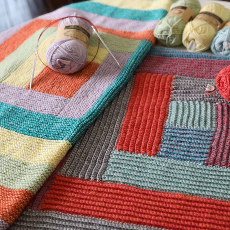 Log Cabin Blanket Printed Knitting Pattern