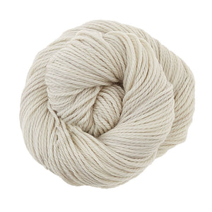 Skein of Madelinetosh TML Triple Twist Worsted weight yarn in color Antler (White) for knitting and crocheting.