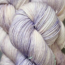 Load image into Gallery viewer, Skein of Madelinetosh Tosh Sock Sock weight yarn in the color Ametrine (Purple) for knitting and crocheting.
