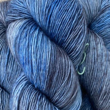 Load image into Gallery viewer, Skein of Madelinetosh Tosh Sock Sock weight yarn in the color Mourning Dove (Blue) for knitting and crocheting.
