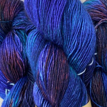 Load image into Gallery viewer, Skein of Madelinetosh Tosh Sock Sock weight yarn in the color Real Friends Don&#39;t Lie (Purple) for knitting and crocheting.
