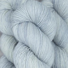 Load image into Gallery viewer, Skein of Madelinetosh Tosh Sock Sock weight yarn in the color Silver Fox (Gray) for knitting and crocheting.
