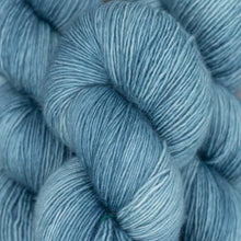 Load image into Gallery viewer, Skein of Madelinetosh Tosh Vintage Worsted weight yarn in the color Well Water (Blue) for knitting and crocheting.
