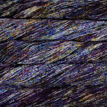 Load image into Gallery viewer, Skein of Malabrigo Arroyo Sport weight yarn in the color Galaxy (Purple) for knitting and crocheting.
