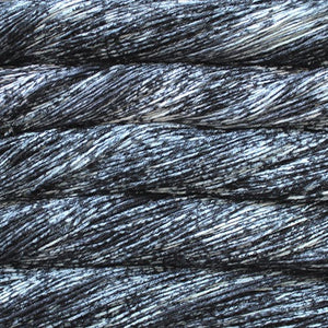 Skein of Malabrigo Arroyo Sport weight yarn in the color Pleiades (Black) for knitting and crocheting.