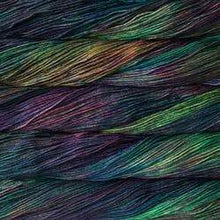Load image into Gallery viewer, Skein of Malabrigo Arroyo Sport weight yarn in the color Secret (Green) for knitting and crocheting.

