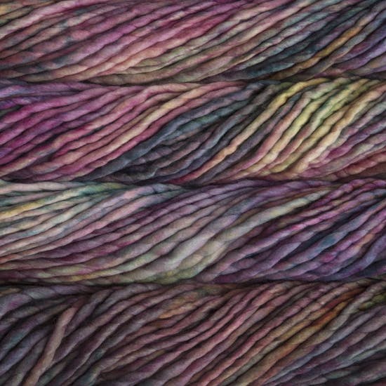 Skein of Malabrigo Rasta Super Bulky weight yarn in the color Arco Iris (Multi) for knitting and crocheting.