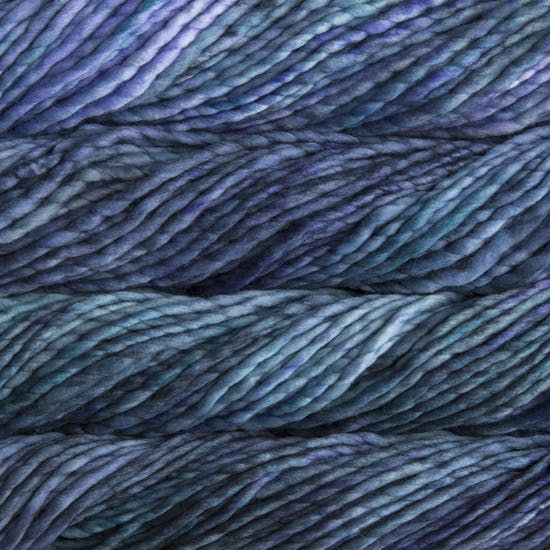 Skein of Malabrigo Rasta Super Bulky weight yarn in the color Azules (Blue) for knitting and crocheting.