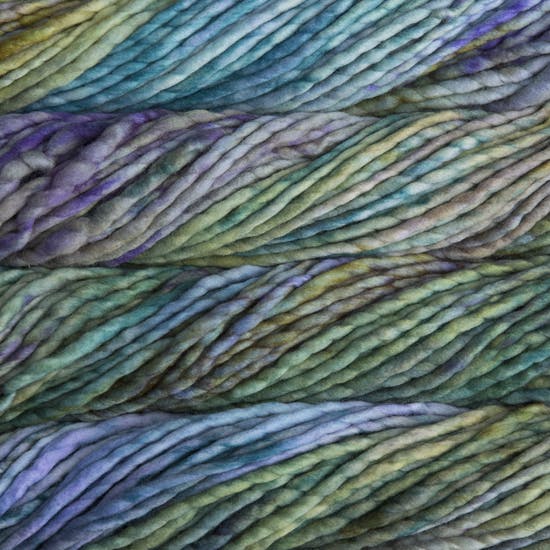 Skein of Malabrigo Rasta Super Bulky weight yarn in the color Indiecita (Multi) for knitting and crocheting.