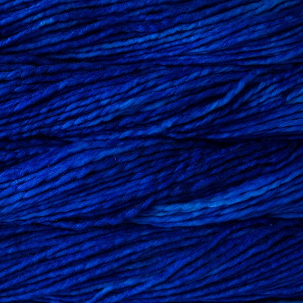 Skein of Malabrigo Rasta Super Bulky weight yarn in the color Matisse Blue (Blue) for knitting and crocheting.