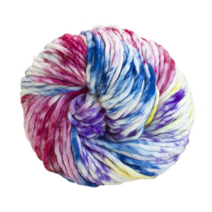 Skein of Malabrigo Rasta Super Bulky weight yarn in the color Unicorn Bark (Multi) for knitting and crocheting.