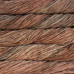 Skein of Malabrigo Rios Worsted weight yarn in the color Camel (Brown) for knitting and crocheting.