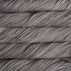 Skein of Malabrigo Rios Worsted weight yarn in color Pearl (Gray) for knitting and crocheting.