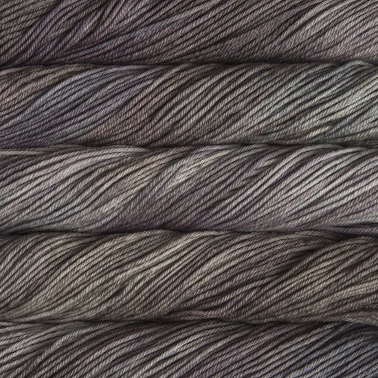 Skein of Malabrigo Rios Worsted weight yarn in color Winter Lake (Gray) for knitting and crocheting.
