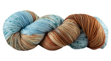 Load image into Gallery viewer, Skein of Manos del Uruguay Alegria Space-Dyed Sock weight yarn in the color Colorado River (Blue) for knitting and crocheting.
