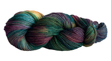 Load image into Gallery viewer, Skein of Manos del Uruguay Alegria Space-Dyed Sock weight yarn in the color Pindo (Green) for knitting and crocheting.
