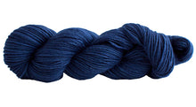 Load image into Gallery viewer, Skein of Manos del Uruguay Silk Blend DK weight yarn in the color Dark Wash (Blue) for knitting and crocheting.
