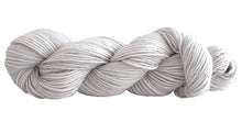 Load image into Gallery viewer, Skein of Manos del Uruguay Silk Blend DK weight yarn in the color Silver (Gray) for knitting and crocheting.
