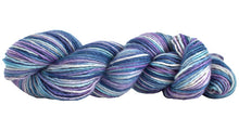 Load image into Gallery viewer, Skein of Manos del Uruguay Silk Blend Space-Dyed DK weight yarn in the color Blue Jay (Blue) for knitting and crocheting.

