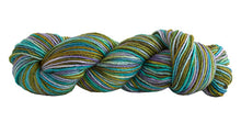 Load image into Gallery viewer, Skein of Manos del Uruguay Silk Blend Space-Dyed DK weight yarn in the color Mermaid (Green) for knitting and crocheting.
