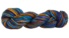 Load image into Gallery viewer, Skein of Manos del Uruguay Silk Blend Space-Dyed DK weight yarn in the color Stellar (Blue) for knitting and crocheting.
