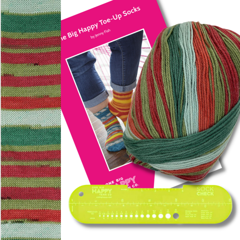 One Big Happy Toe-Up Socks Knit Kit