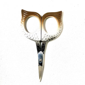 Owl-Shaped Embroidery 3" Blade Scissors  for cutting yarn while knitting or crocheting.