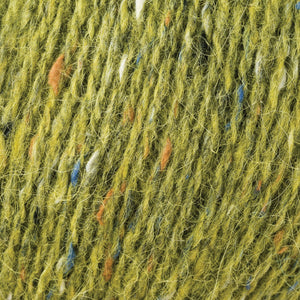 Skein of Rowan Felted Tweed DK DK weight yarn in the color Avocado (Green) for knitting and crocheting.
