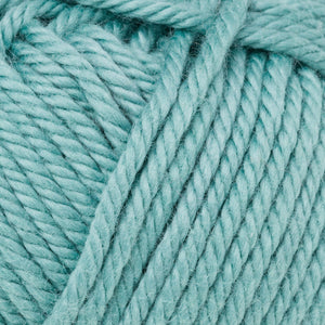 Skein of Rowan Handknit Cotton DK weight yarn in the color Seafoam (Blue) for knitting and crocheting.